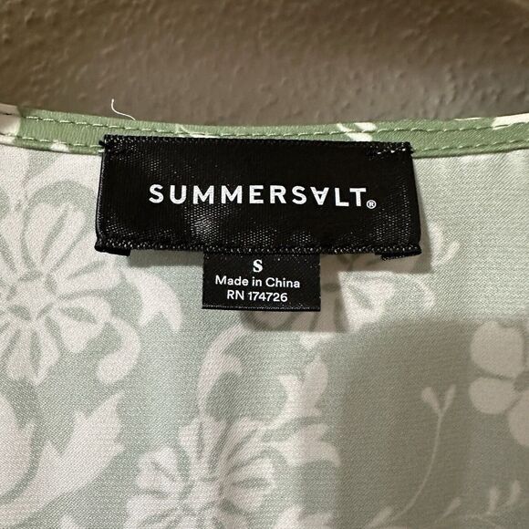 Summersalt The Cinched Waist Long Sleeve Caftan Dress Sz Small Floral Green NWT - Picture 4 of 5